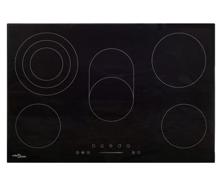 Steklokeramična kuhalna plošča s 5 gorilniki, upravljanje na dotik, 90 cm, 8500 W