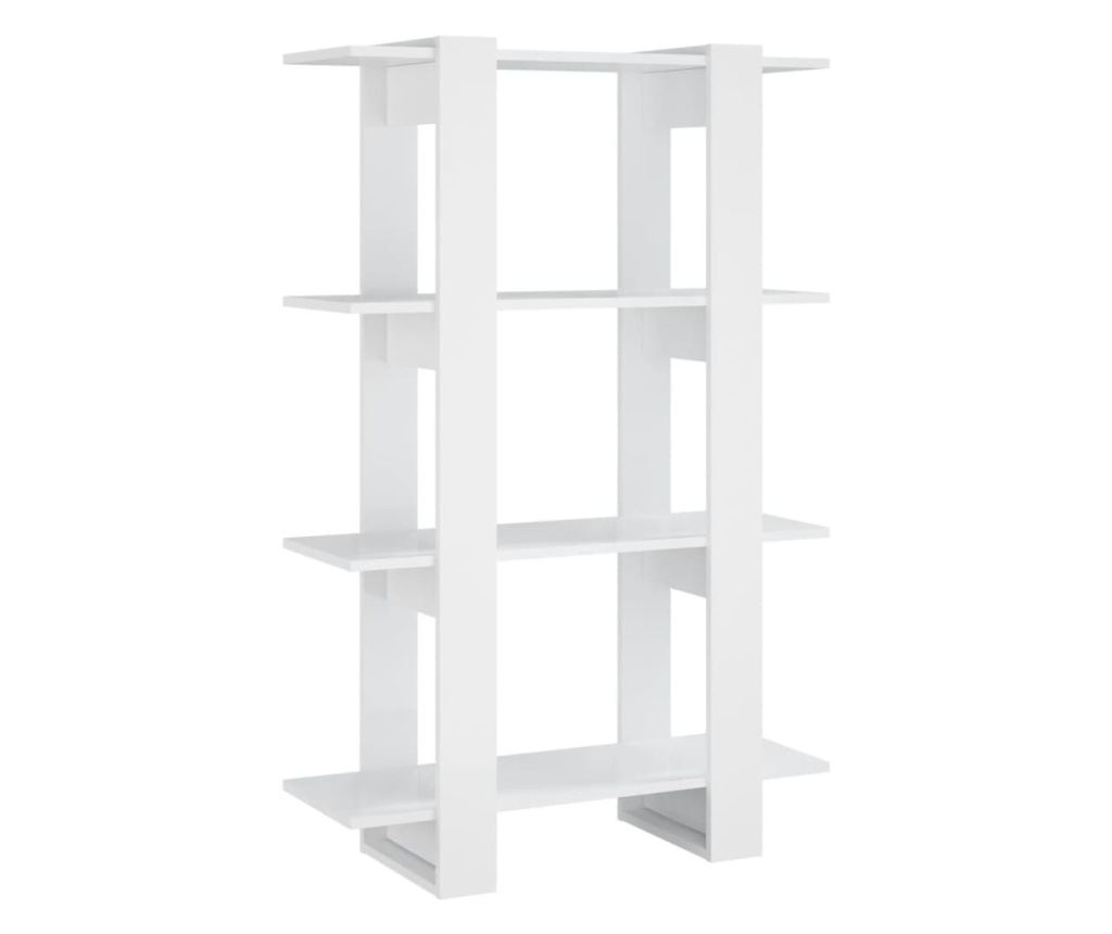 magasfényű fehér könyvszekrény/térelválasztó 80 x 30 x 123,5 cm - 2