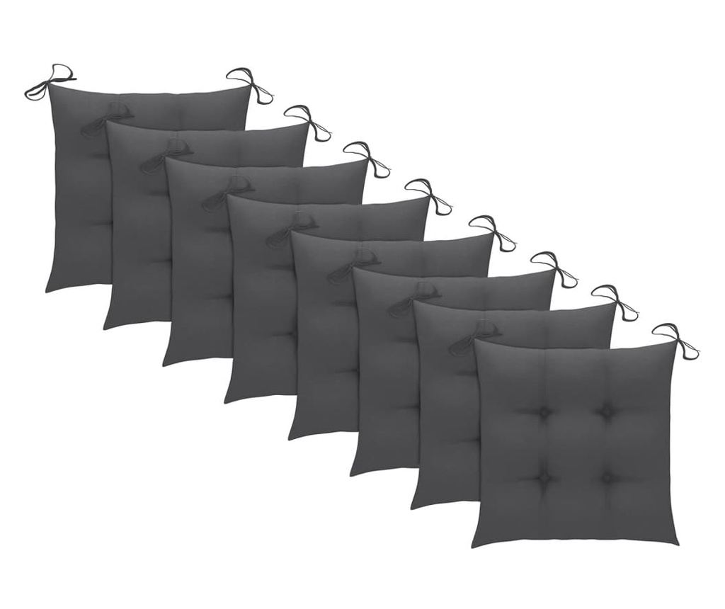 Сгъваеми градински столове с възглавници, 8 бр., масивна тикова дървесина - 7