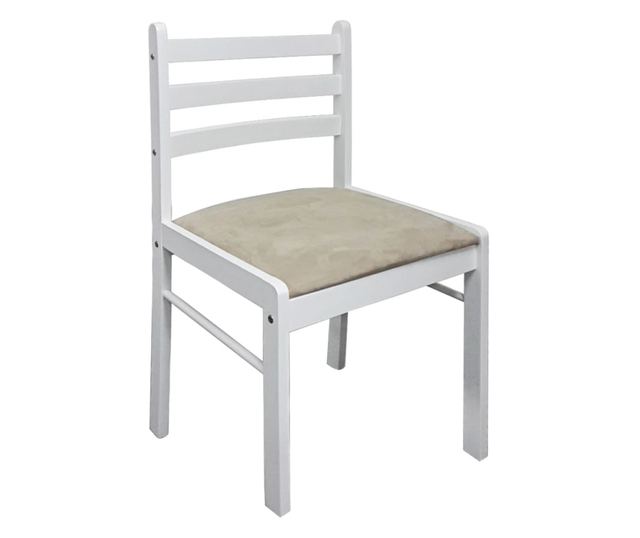 Jedilni stoli 4 kosi beli iz trdnega kavčukovca in žameta