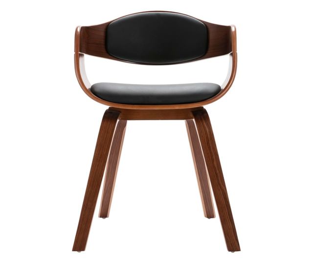 Jedilni stoli, komplet 4, upognjen les in umetno usnje