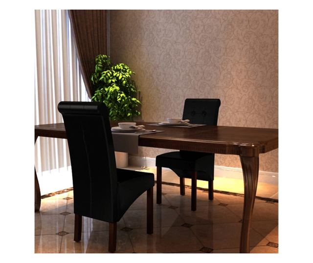 Kuhinjske stolice, 2 kom., crna, umjetna koža