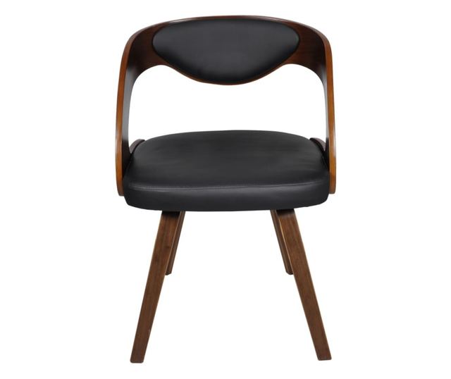 Jedilni stoli (komplet 4), rjavi, upognjen les in umetno usnje