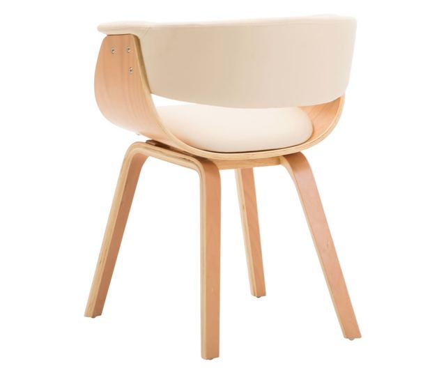 Kuhinjski stol, krem barva, upognjen les in umetno usnje