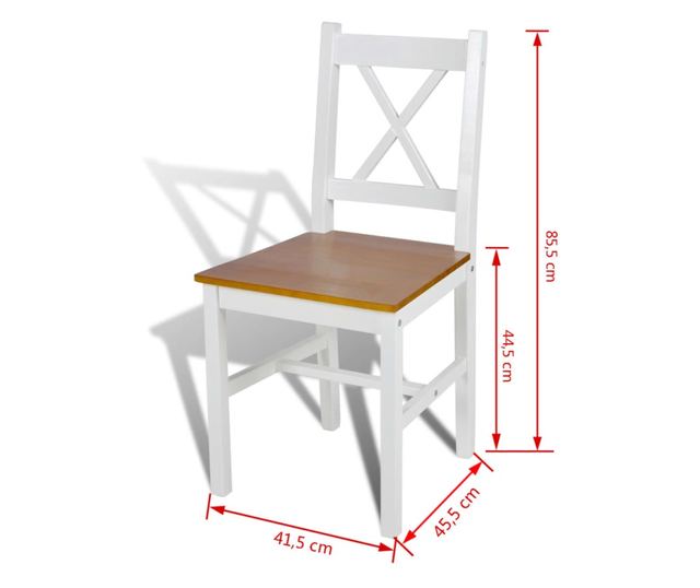 Kuhinjski stoli, 6 kosov, beli, borov les