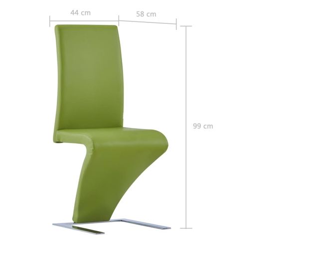 Zigzag jedilni stoli, 2 kosa, zeleno, umetno usnje