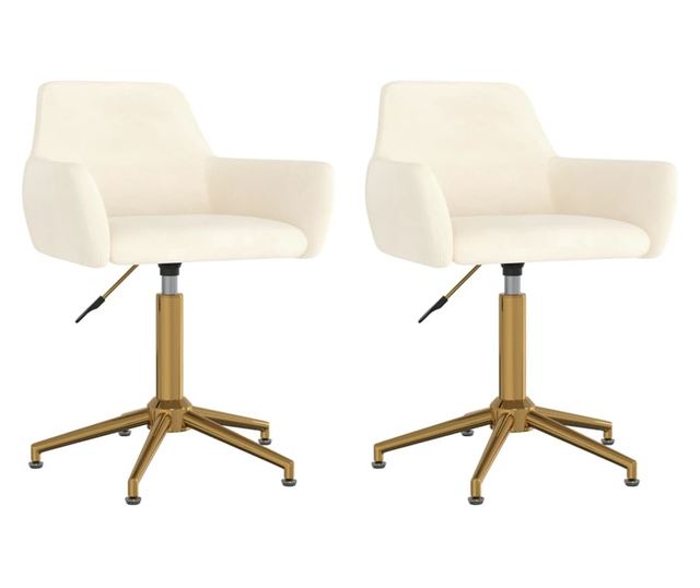 Zakretne kuhinjske stolice, 2 kom., krem, baršun