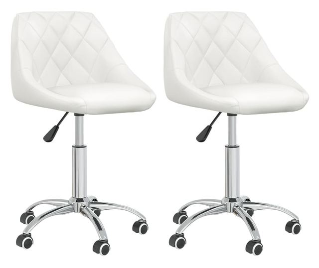 Zakretne kuhinjske stolice, 2 kom., bijele, umjetna koža