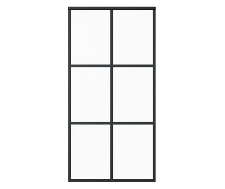 Drzwi przesuwne, szkło ESG i aluminium, 102x205 cm, czarne