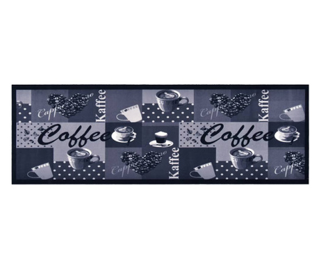 Kuchenna mata podłogowa Coffee, niebieska, 45x150 cm