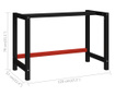 Рамка за работна маса, метал, 120x57x79 см, черно и червено