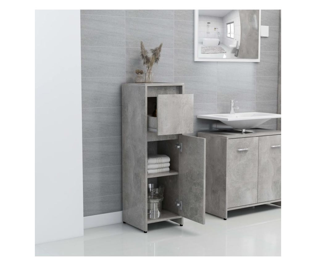 Kupaonski ormarić boja betona 30x30x95 cm od konstruiranog drva - 10