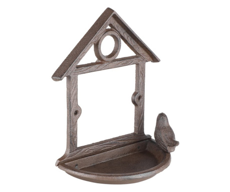 Wiszący karmnik dla ptaków w kształcie domku, 18 cm, brązowy