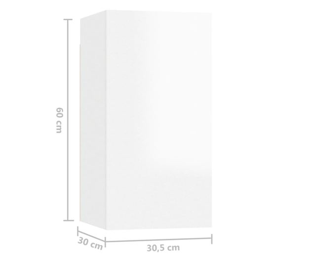 TV komode, 4 kom., bijele visoki sjaj, 30,5x30x60 cm, PAL
