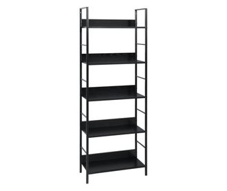 5 szintes fekete forgácslap könyvespolc 60 x 27,6 x 158,5 cm