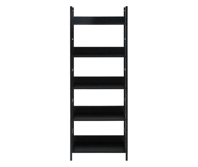 5 szintes fekete forgácslap könyvespolc 60 x 27,6 x 158,5 cm