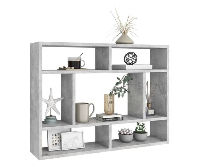 betonszürke forgácslap fali polc 75 x 16 x 55 cm