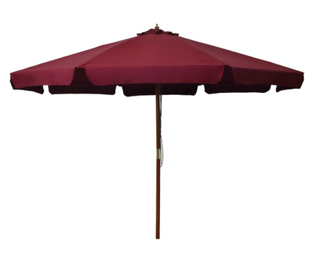 Градински чадър с дървен прът, 330 см, бордо