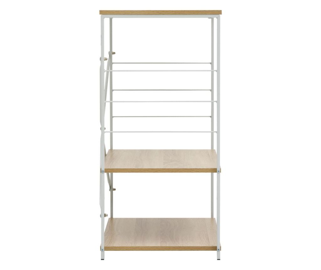 Mikrohullámú sütő szekrény, fehér és tölgy, 60 x 39,6 x 79,5 cm, forgácslap - 4