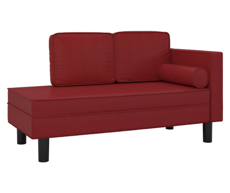 Canapea extensibilă cu 2 locuri, roșu vin, piele ecologică