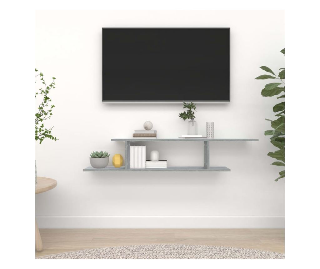 szürke sonoma színű szerelt fa fali TV-polc 125 x 18 x 23 cm - 3