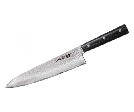 Nóż szefa kuchni Samura-Damascus 67, stal damasceńska 67 warstw, 20 cm, srebrny/czarny