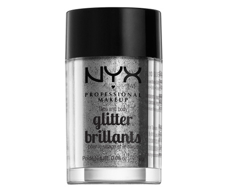 Sclipici pentru fata si corp NYX Professional Face & Body Glitter Silver, 2.5 g