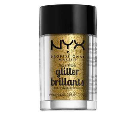 Sclipici pentru fata si corp NYX Professional Face & Body Glitter Gold, 2.5 g