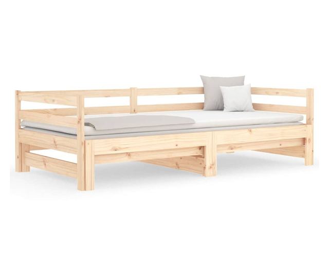 Разтегателно легло за дневна 2x(80x200) см Масивна борова дървесина