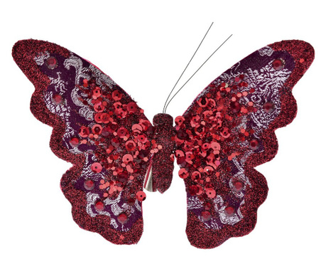 Ornament brad fluture, visiniu, 18x14 cm