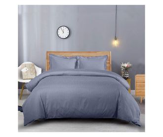 Sofi Házassági ágynemű téglalap alakú párnahuzattal, Elegance, damaszt, csíkos 1 cm 130 g/m2, Antracit, 100% pamut 1 x lepedő 22