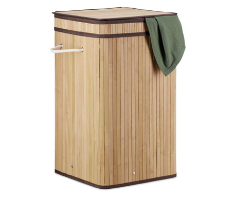 Cos de rufe din bambus, natur, Relaxdays, 70 l, 63 x 36 x 36 cm