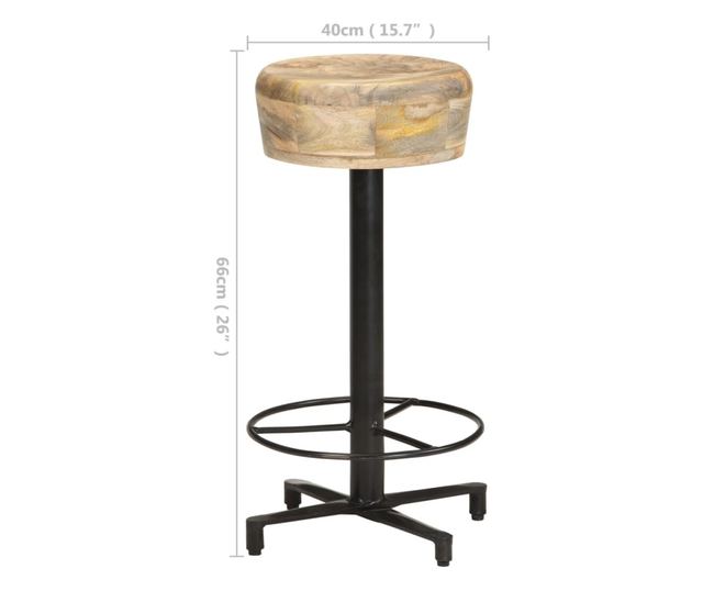 Barski stoli, 2 kosa, 66 cm, masiven mangov les