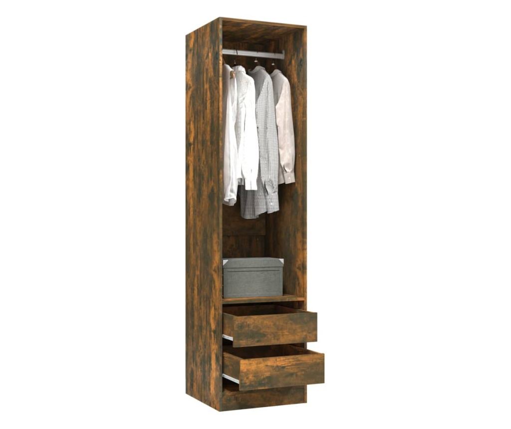 Гардероб с чекмеджета опушен дъб 50x50x200 см инженерно дърво - 11