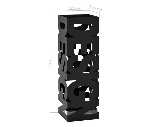 Stalak za kišobrane s natpisom Design čelični crni