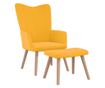 Stolica za opuštanje s tabureom, žuta senf, baršun thumbnail 1