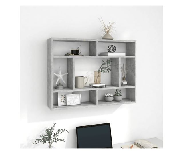 betonszürke forgácslap fali polc 75 x 16 x 55 cm