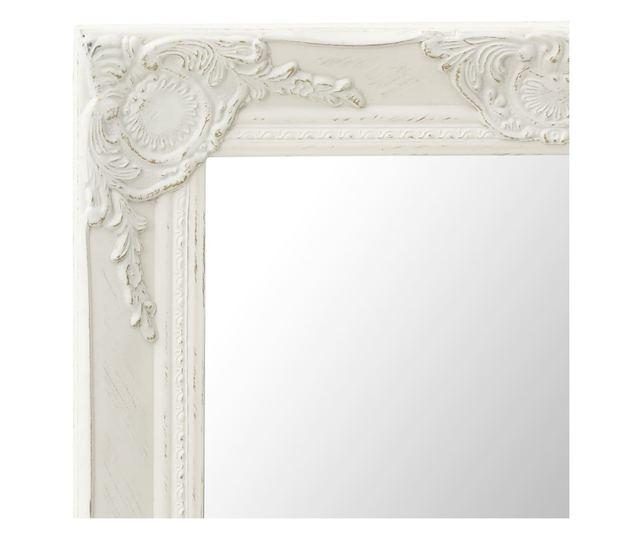 Oglindă de perete în stil baroc, alb, 60 x 60 cm