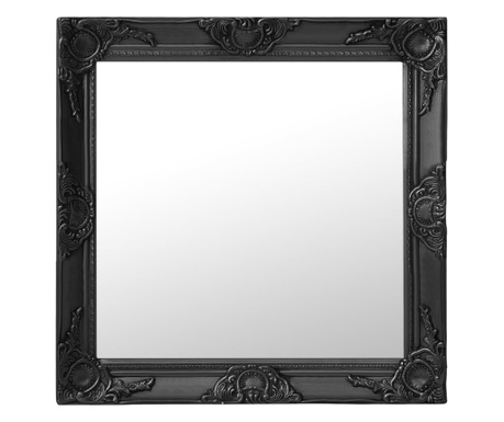 Καθρέφτης Τοίχου με Μπαρόκ Στιλ Μαύρος 60 x 60 εκ.
