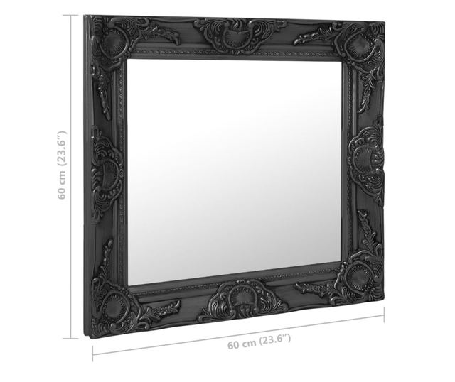 Lustro ścienne w stylu barokowym, czarne, 60 x 60 cm