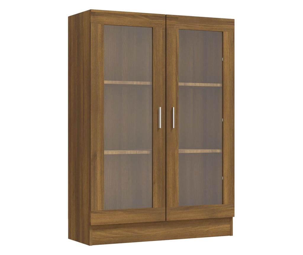 barna tölgyszínű szerelt fa vitrinszekrény 82,5x30,5x115 cm - 2