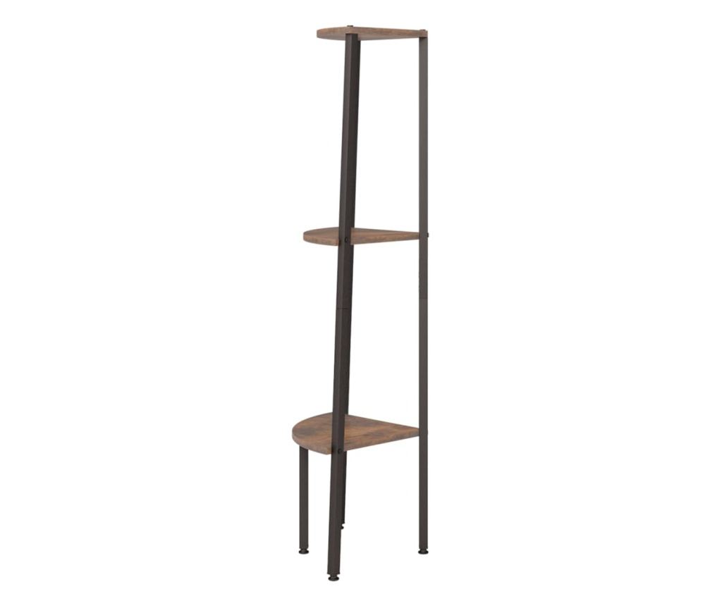 3-степенен ъглов рафт светло кафяв/черен 45.5x31.5x120 см - 4