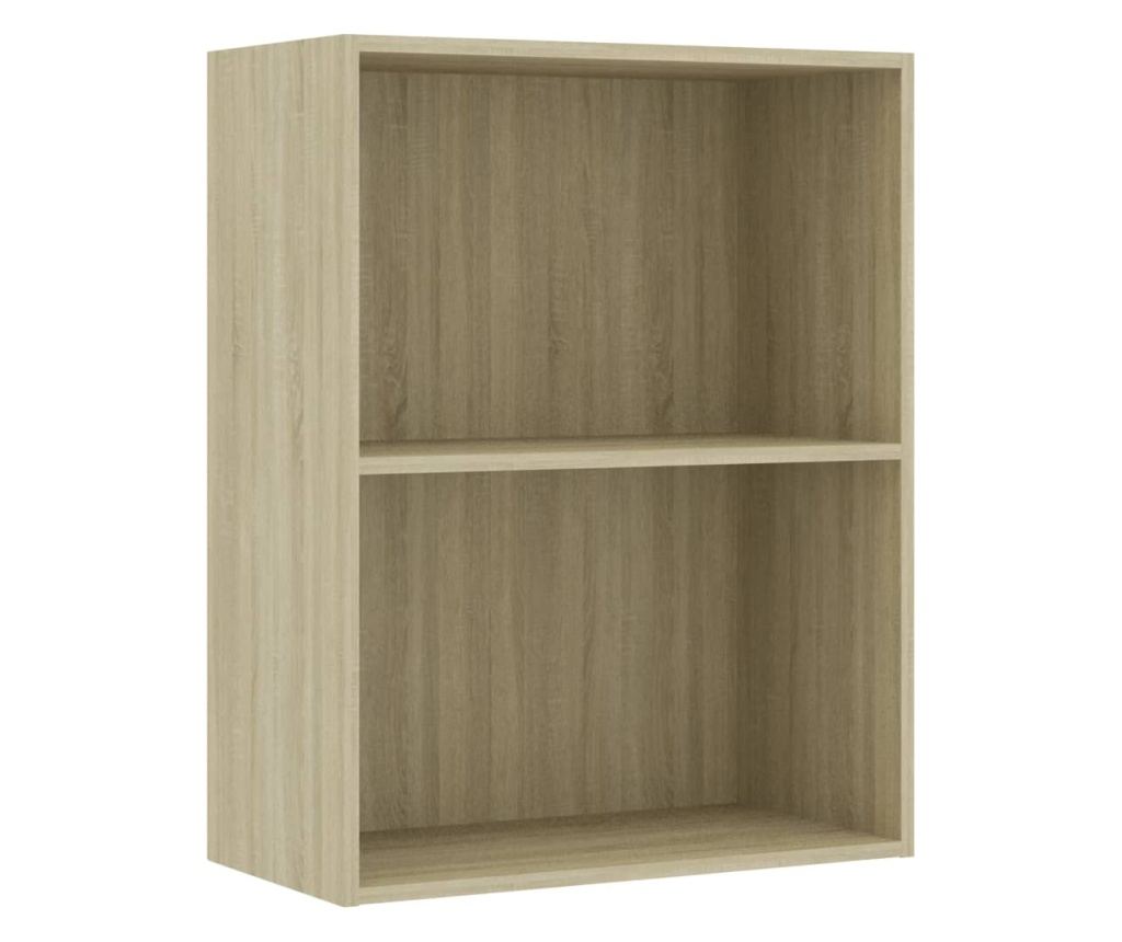 Sonoma tölgy 2 polcos könyvespolc, 60 x 30 x 76,5 cm, laminált fa - 2