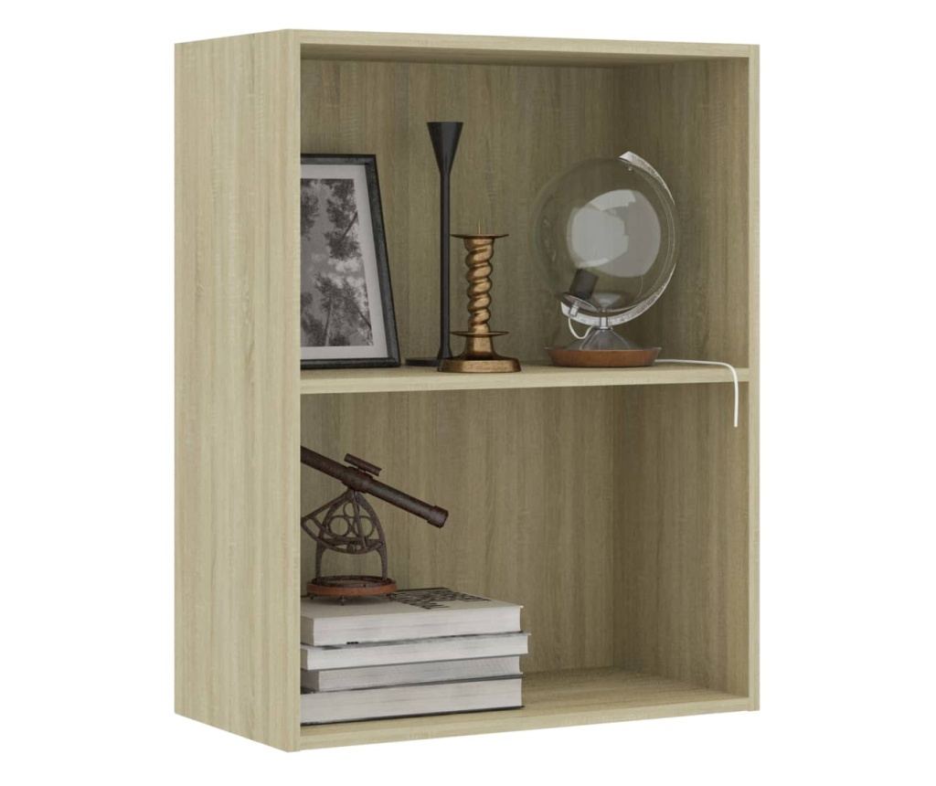 Sonoma tölgy 2 polcos könyvespolc, 60 x 30 x 76,5 cm, laminált fa - 3
