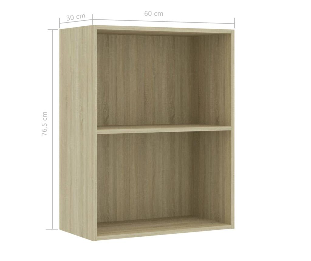 Sonoma tölgy 2 polcos könyvespolc, 60 x 30 x 76,5 cm, laminált fa - 6