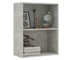 Bibliotecă cu 2 rafturi, gri beton, 60 x 30 x 76,5 cm, PAL
