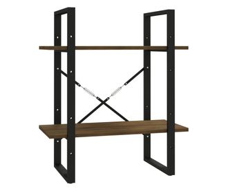 2-szintes barna tölgyszínű szerelt fa könyvszekrény 60x30x70 cm