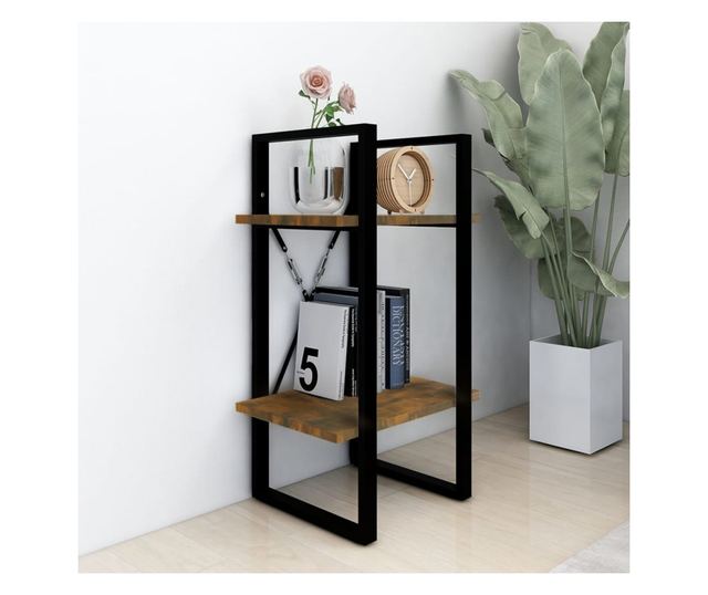 Bibliotecă 2 niveluri stejar fumuriu 40x30x70 cm lemn compozit