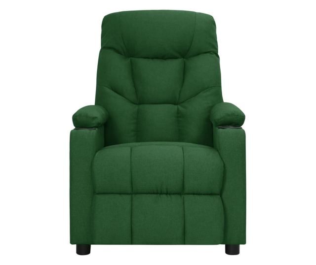 Електрически реклайнер масажен стол, тъмнозелен, плат