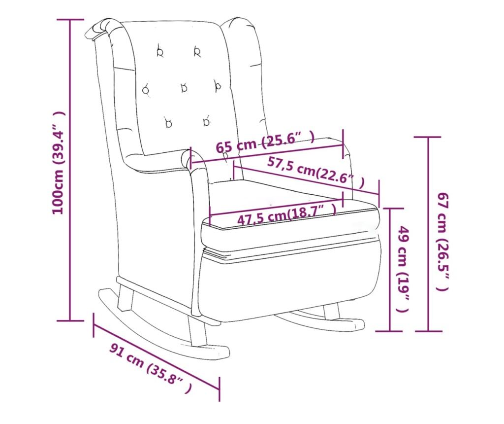 Naslonjač za ljuljanje s tabureom, tamnozeleni, tkanina - 8